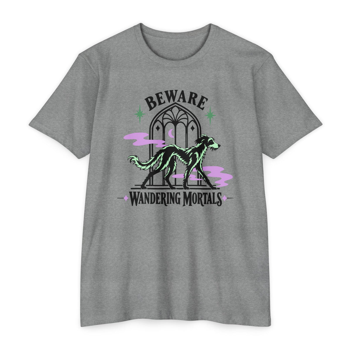 Beware Wandering Mortals Bones Graveyard Dog T-Shirt