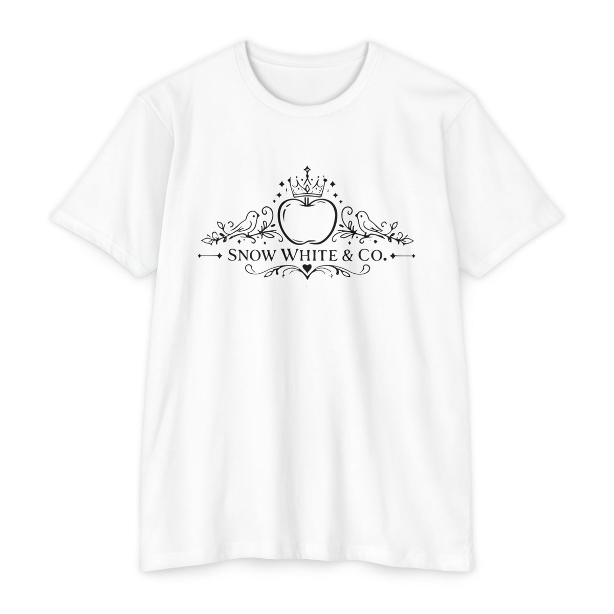 Snow White & Co. Vintage Logo Tee — Elegant Fairy Tale Graphic T-Shirt