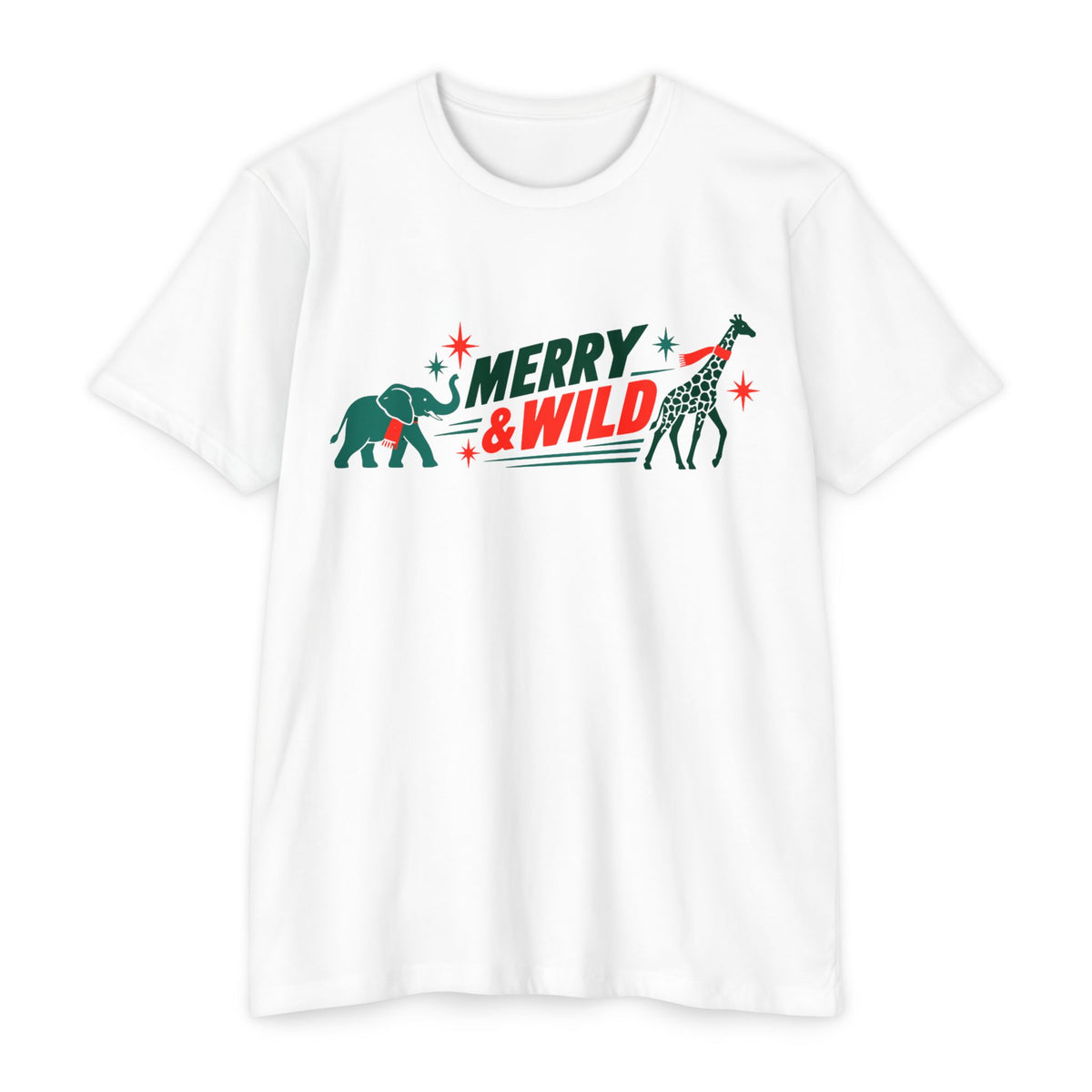 Merry & Wild Tee — Animal Park Elephant & Giraffe Christmas Shirt