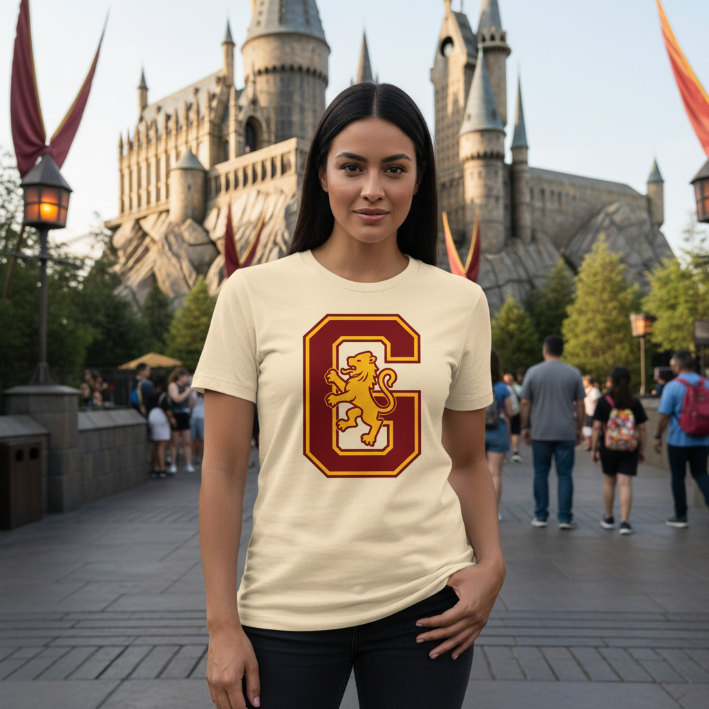 Photorealistic Golden Lion house shirt lifestyle image