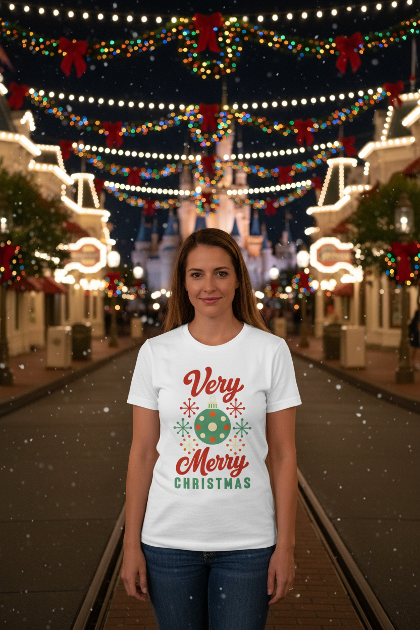 Very Merry Christmas tee park night lifestyle